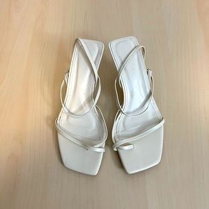 Zara Mid-Heel Sandals - White - Size 6.5